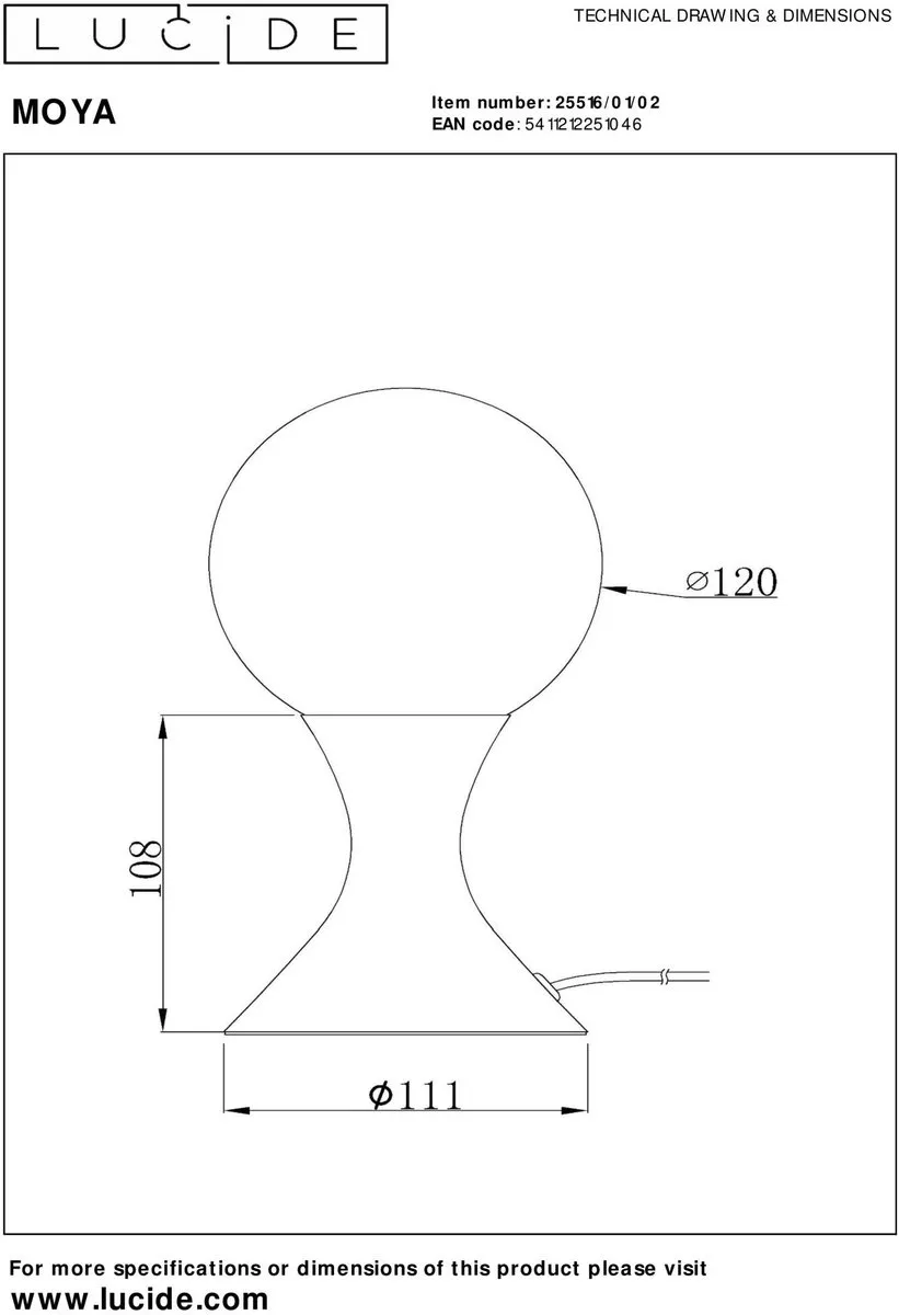 Lucide MOYA Tafellamp Ø12cm Mat Goud/Messing - afbeelding 6 van 6