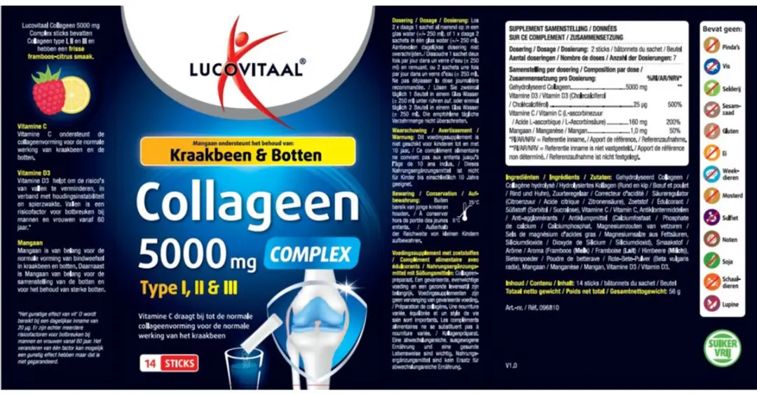 Lucovitaal Collageen Complex 5000mg Sticks - 14 Stuks