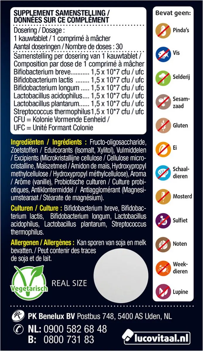 Lucovitaal Biotica Voedingssupplement 30 Kauwtabletten