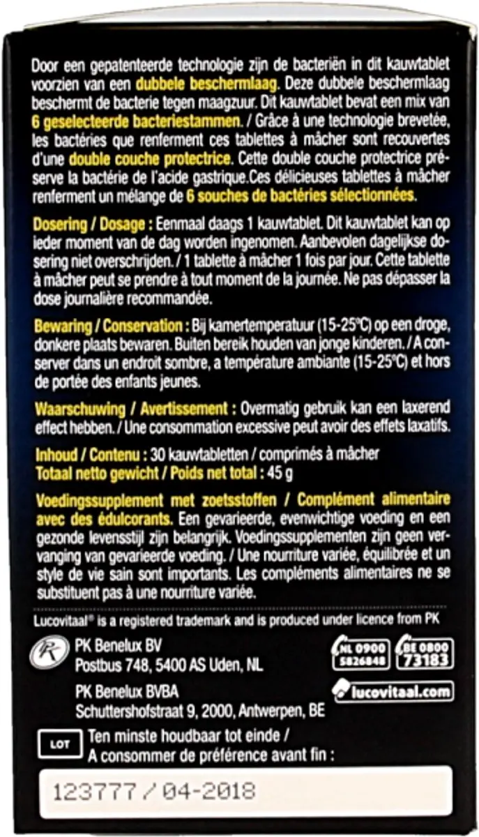 Lucovitaal Biotica Voedingssupplement 30 Kauwtabletten