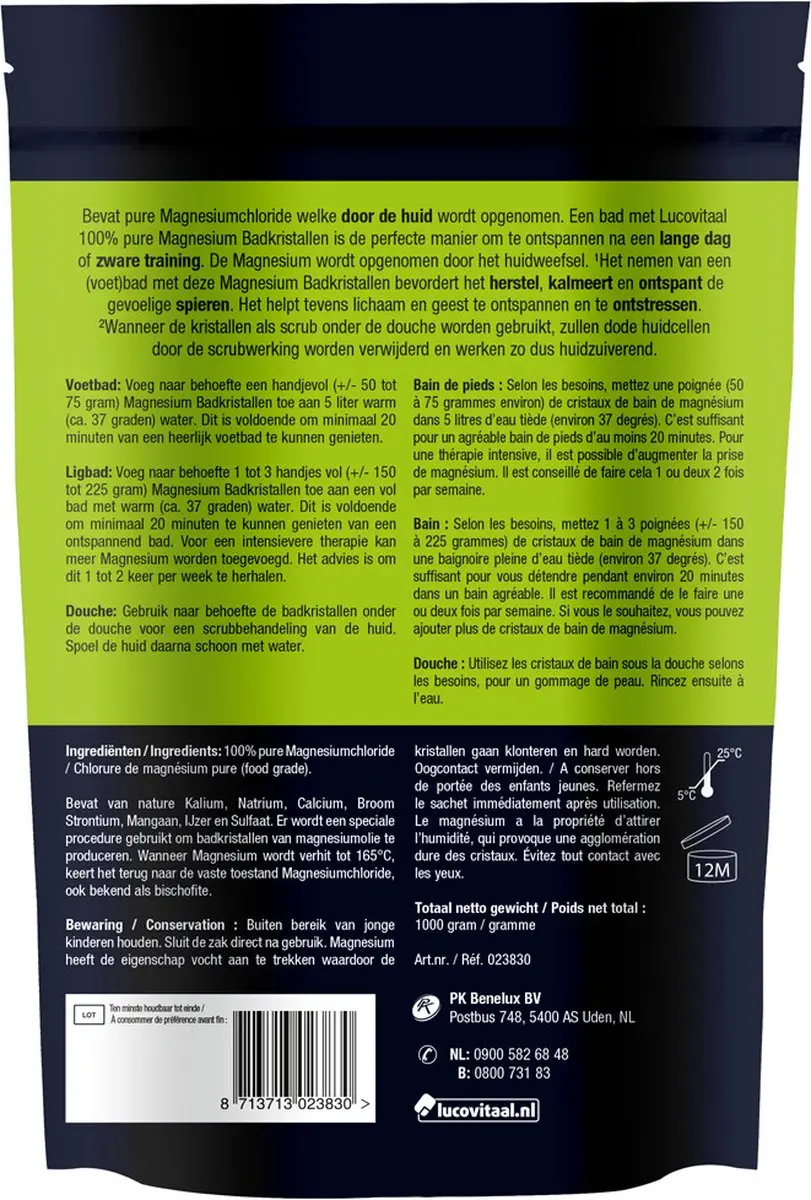 Lucovitaal Magnesium Badkristallen - 2x1kg Voordeelverpakking