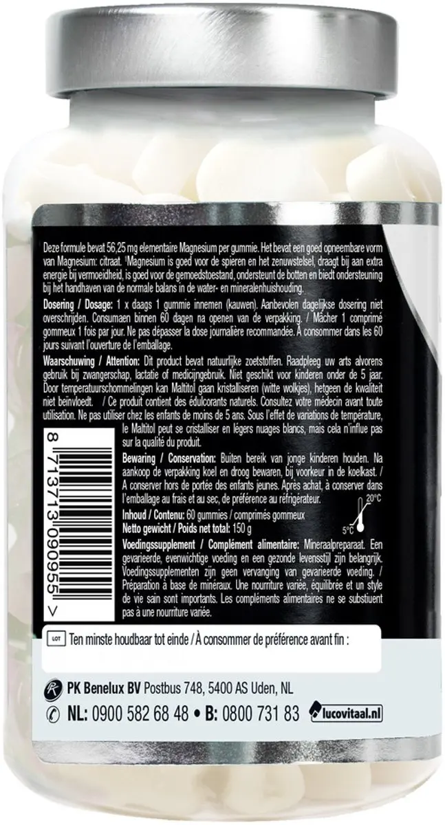 Lucovitaal Magnesium Gummies 60 Stuks - Suikervrij