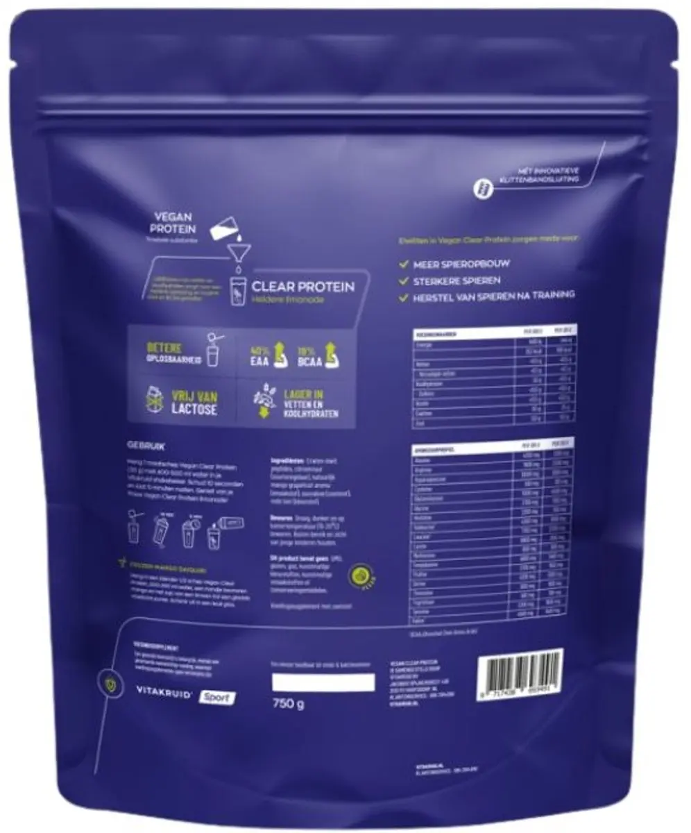 Vitakruid Vegan Clear Protein Mango Grapefruit 750g
