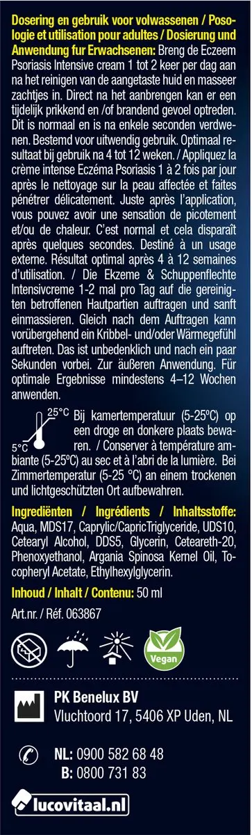 Lucovitaal Eczeem Psoriasis Intensive Cream - 50ml