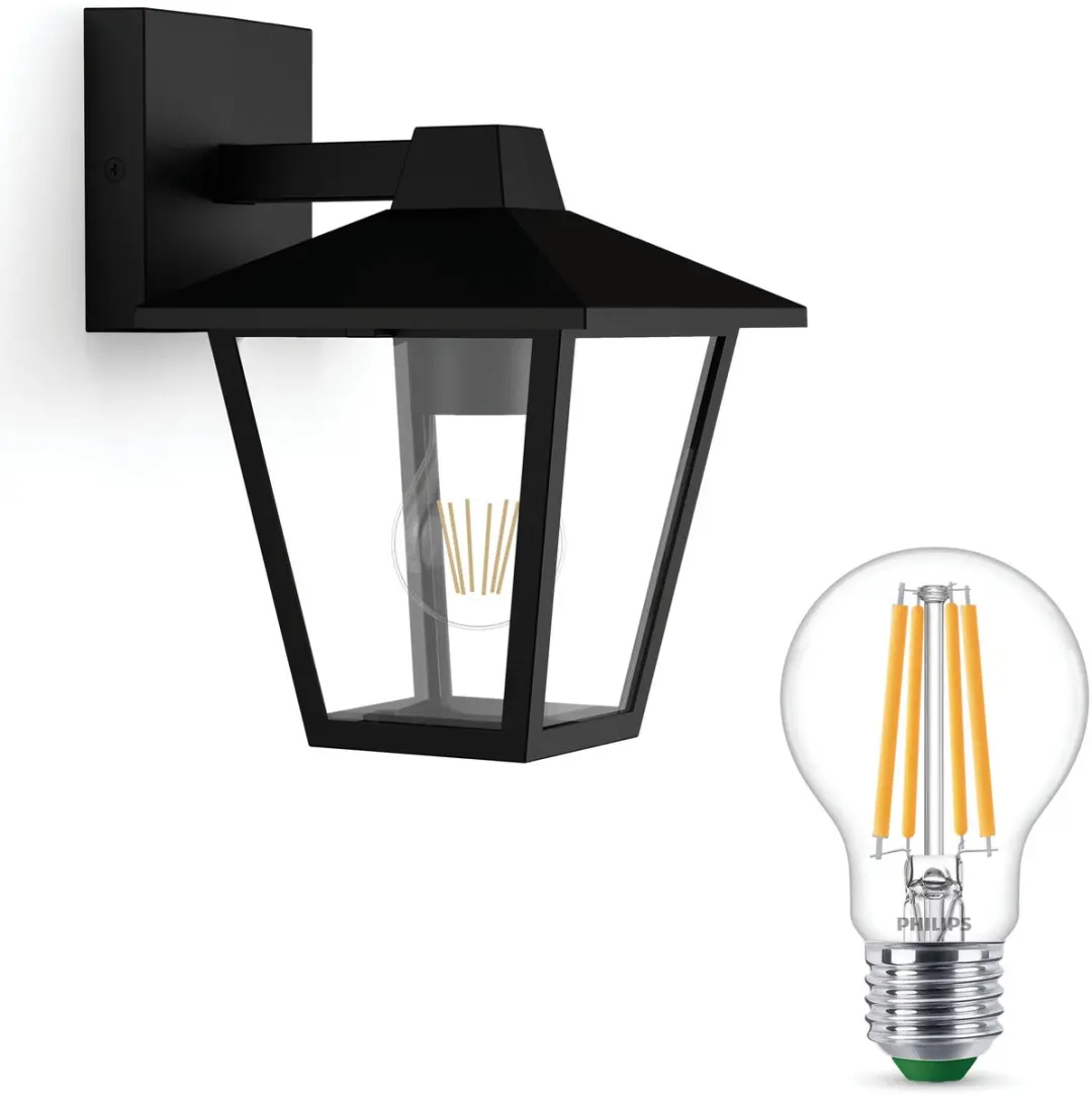 Philips Kinno Wandlamp E27 Warmwit Zwart