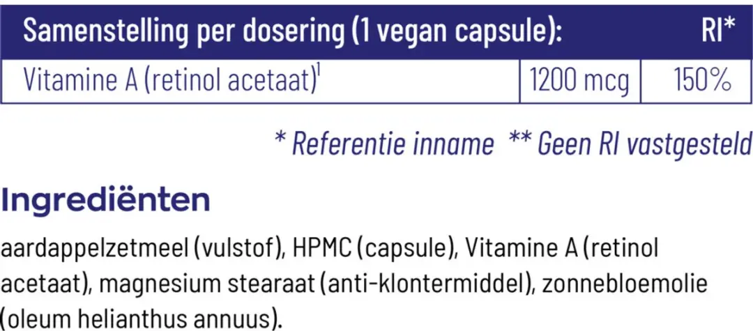 Vitakruid Vitamine A 4000 IE Vegan - 180 Capsules
