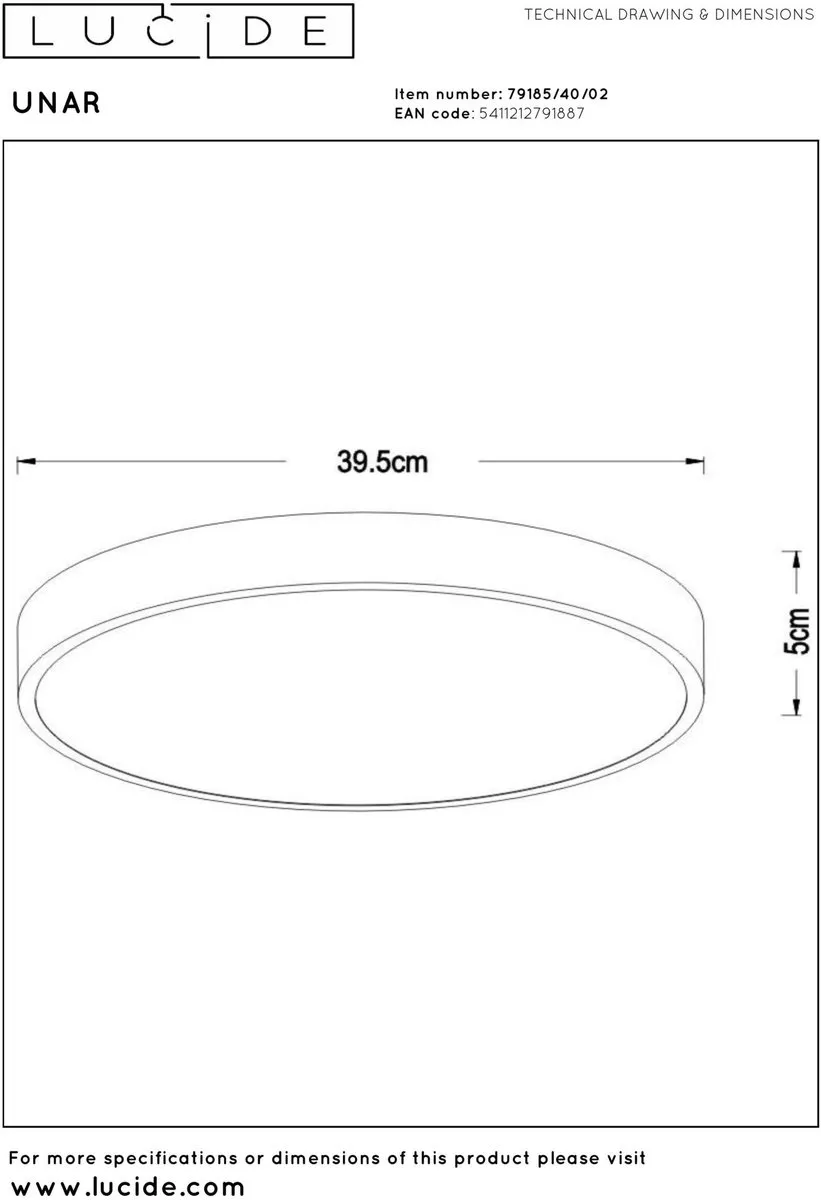 Lucide UNAR Plafonnière Ø39,5cm - Mat Goud/Messing - afbeelding 6 van 6