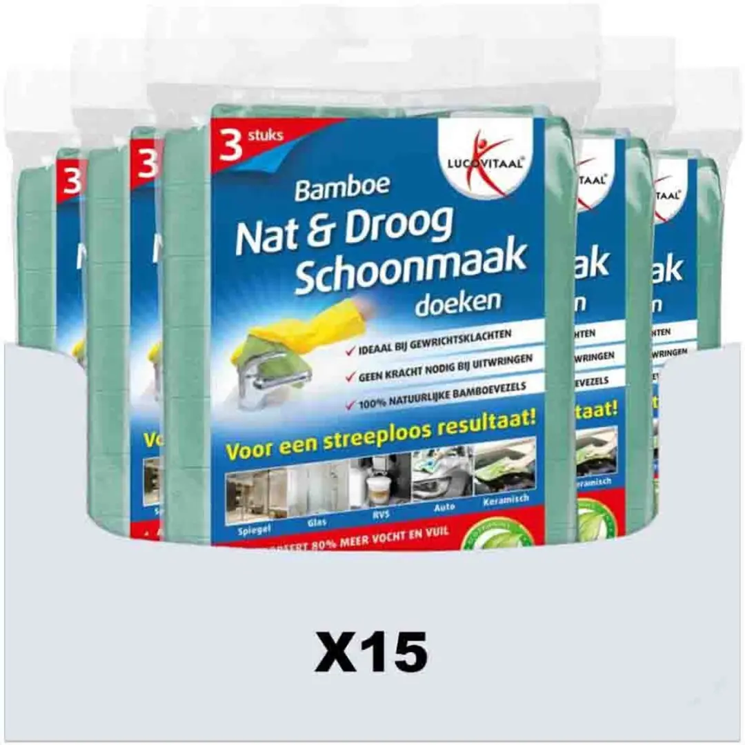 Lucovitaal Schoonmaakdoek Bamboe Multicolor