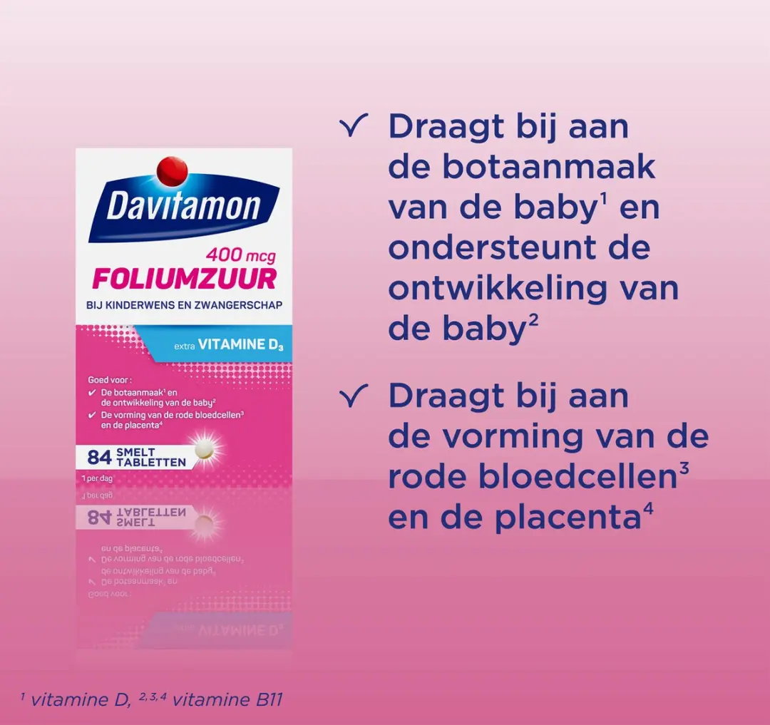 Davitamon Foliumzuur Vitamine D3 84 Stuks