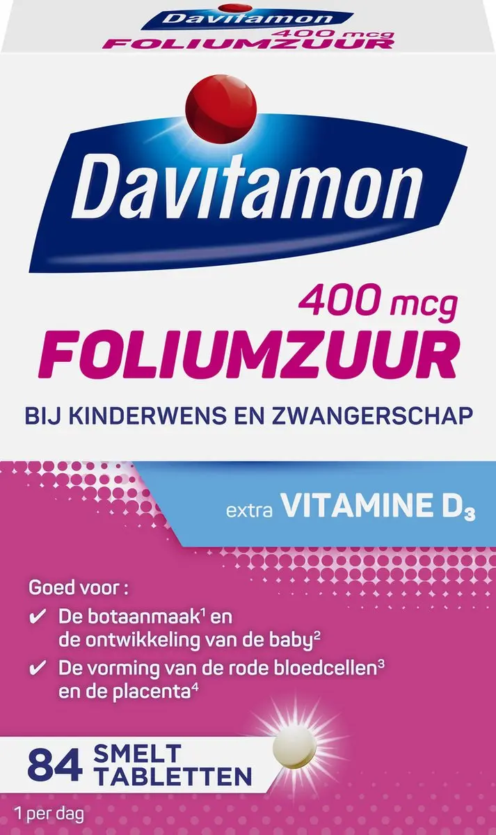 Davitamon Foliumzuur Vitamine D3 84 Stuks