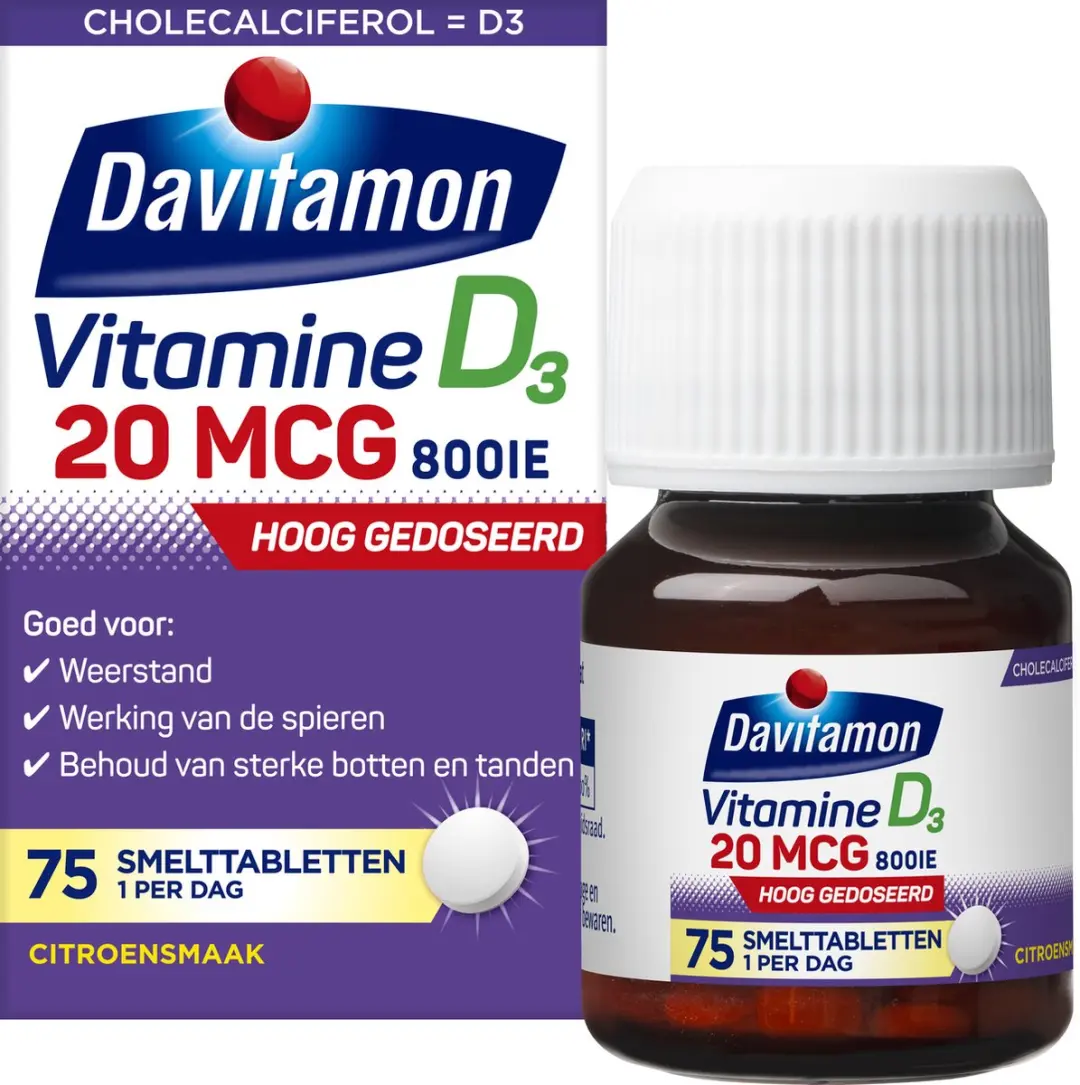 Davitamon Vitamine D3 Forte Smelttablet 75 Stuks