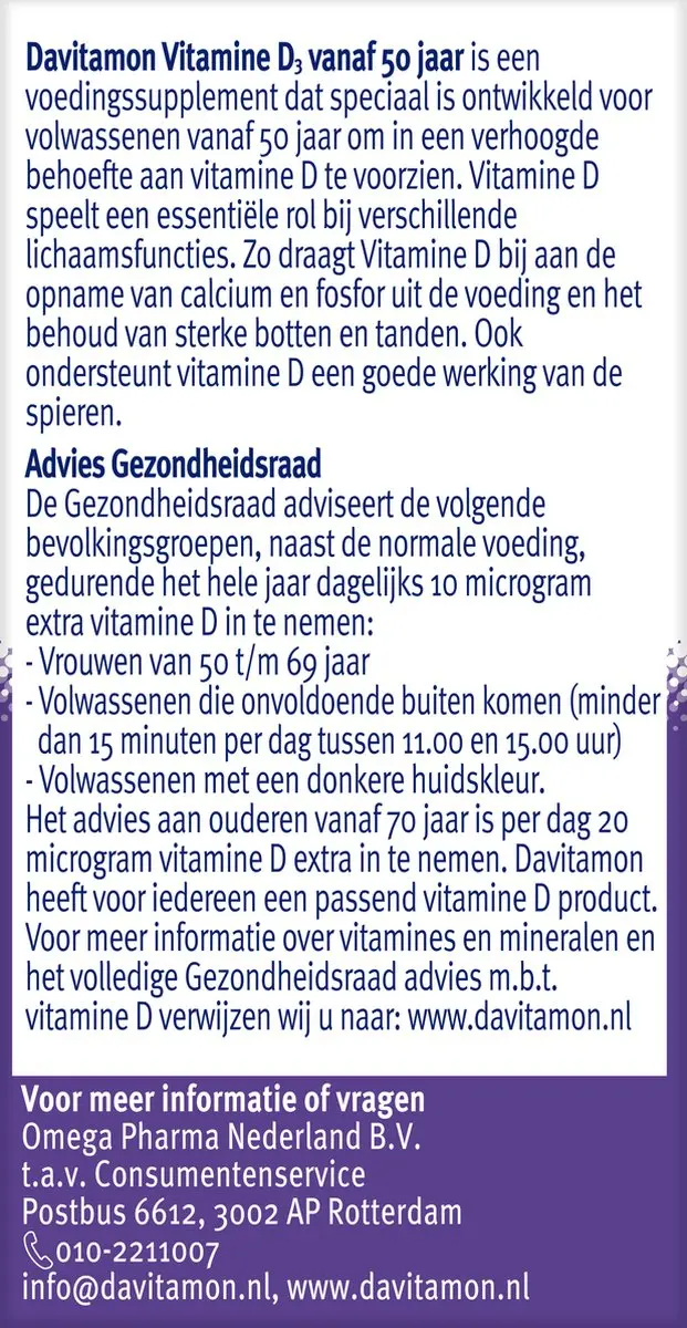 Davitamon Vitamine D 50+ Smelttabletten - 130 Stuks