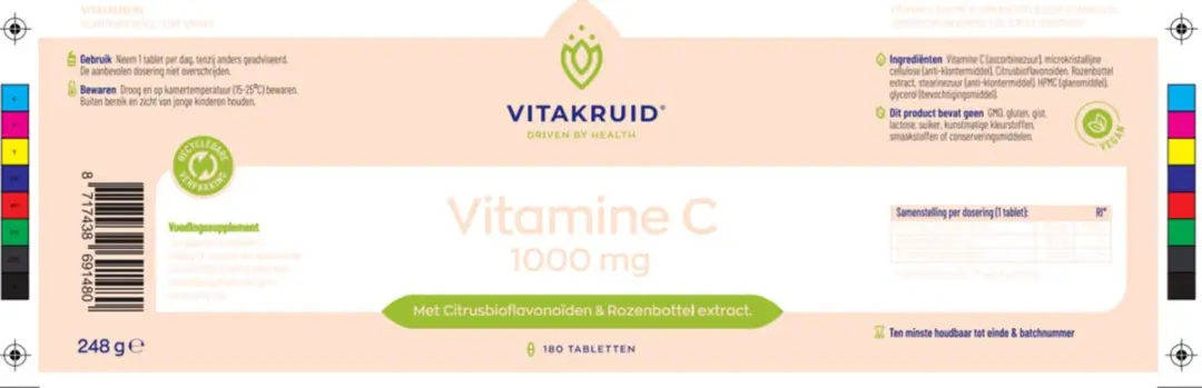 Vitakruid Vitamine C 1000mg - 180 Tabletten