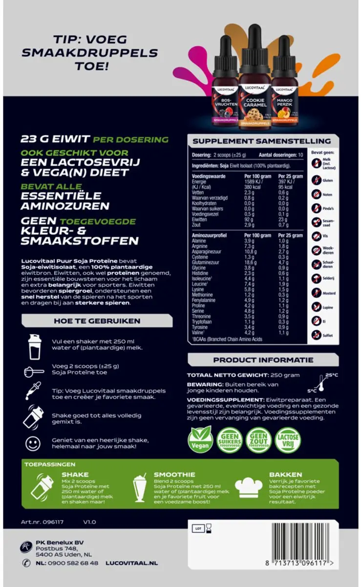Lucovitaal Proteïne Soja Poeder Puur 250g
