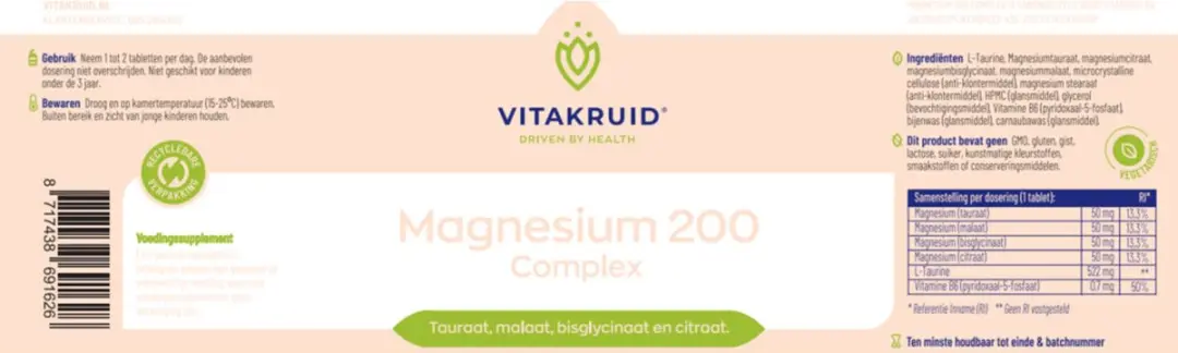 Vitakruid Magnesium 200 Complex 90 Tabletten