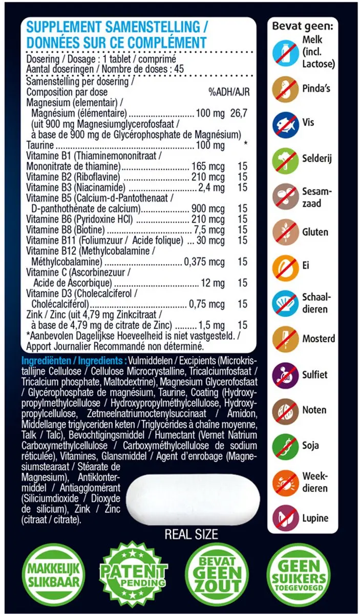 Lucovitaal Magnesium Spanning Stress Vermoeidheid 90 tabletten