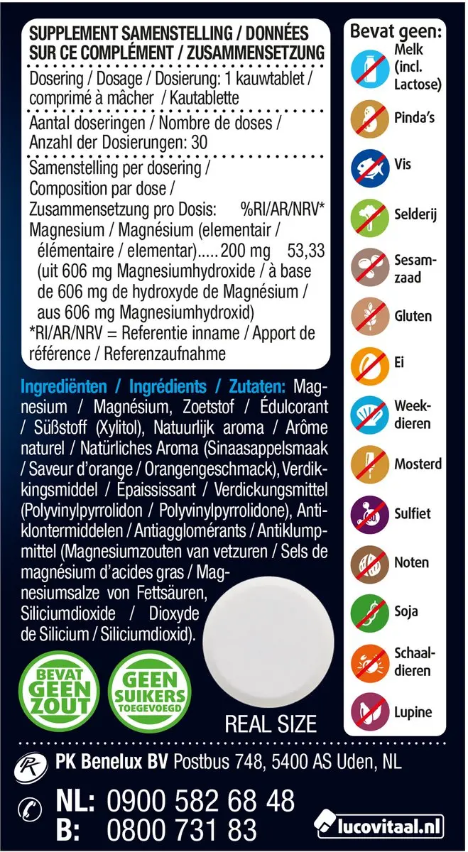 Lucovitaal Marine Magnesium Kauwtabletten 30 Stuks