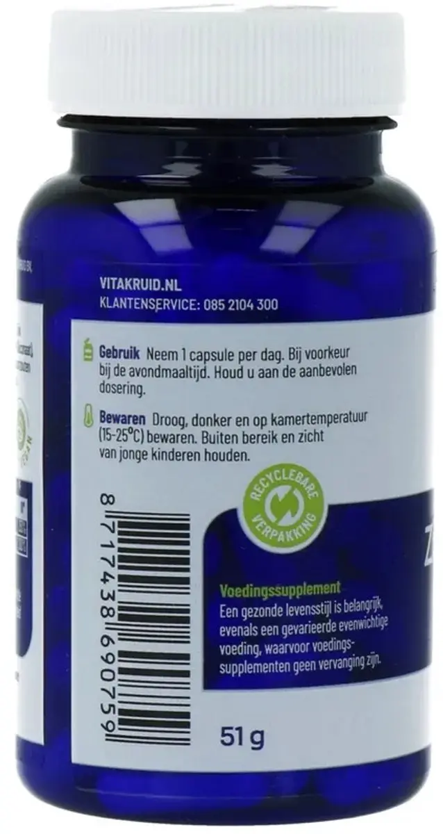 VitaKruid Zink Methionine & Koper 90 Capsules