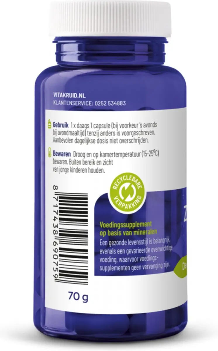 VitaKruid Zink Methionine & Koper 90 Capsules