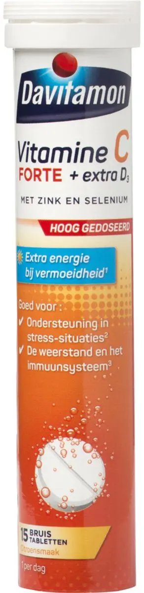 Davitamon Vitamine C forte + D3 Bruistabletten - 15 Stuks