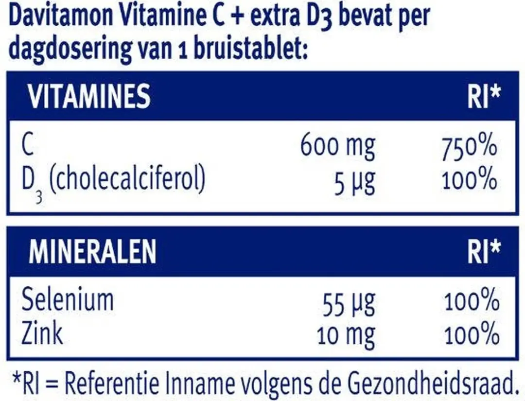 Davitamon Vitamine C forte + D3 Bruistabletten - 15 Stuks