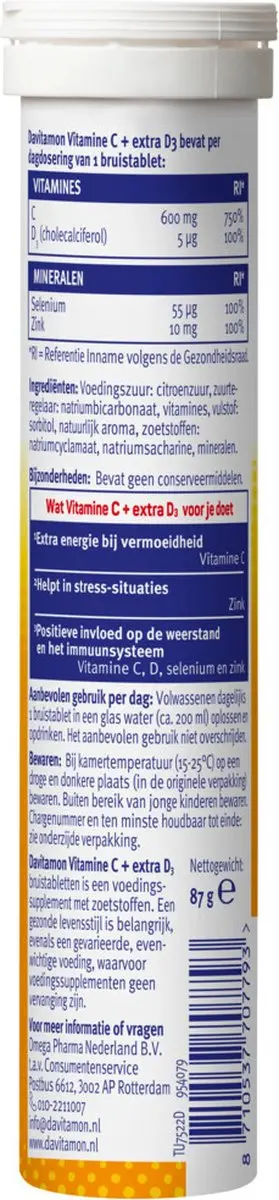Davitamon Vitamine C forte + D3 Bruistabletten - 15 Stuks