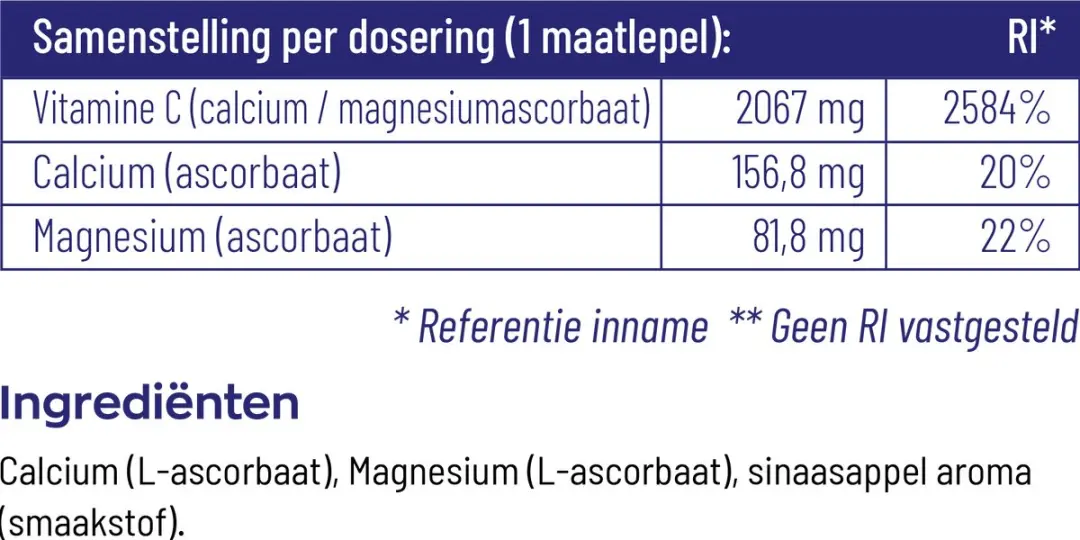 Vitakruid Vitamine C Poeder Calcium- & Magnesiumascorbaat 260g - afbeelding 6 van 6