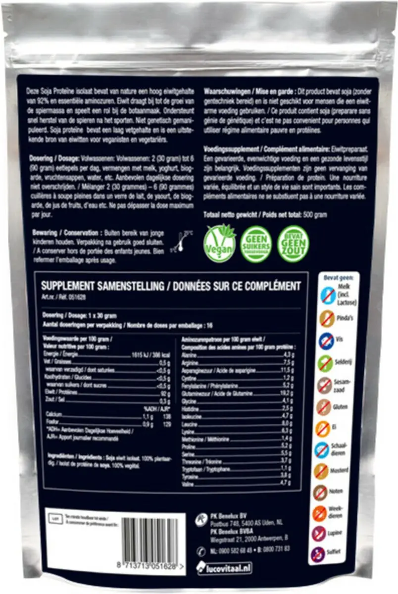 Lucovitaal Premium Soja Proteïne Puur 500g