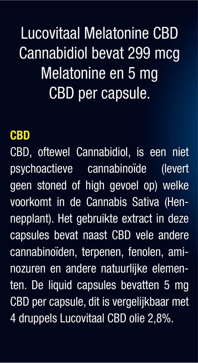 Lucovitaal Melatonine CBD 5mg - 30 Tabletten