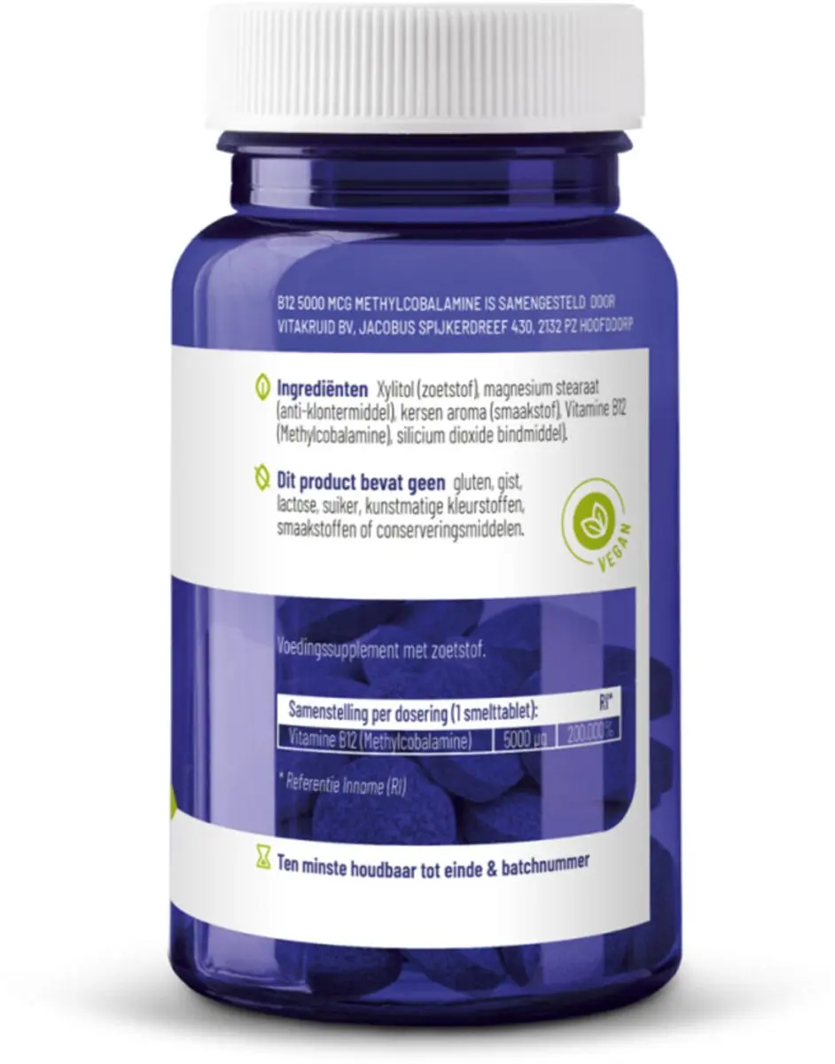 Vitakruid B12 Methylcobalamine 5000 Mcg - 2x60 Tabletten