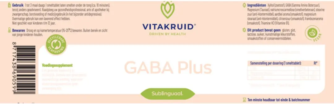 Vitakruid GABA Plus 360 tabletten - 2x180