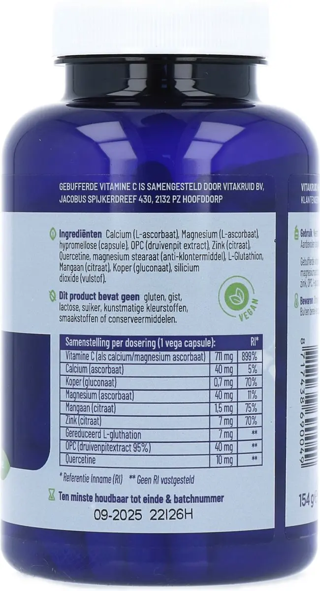 Vitakruid Gebufferde Vitamine C 180 Vegicaps