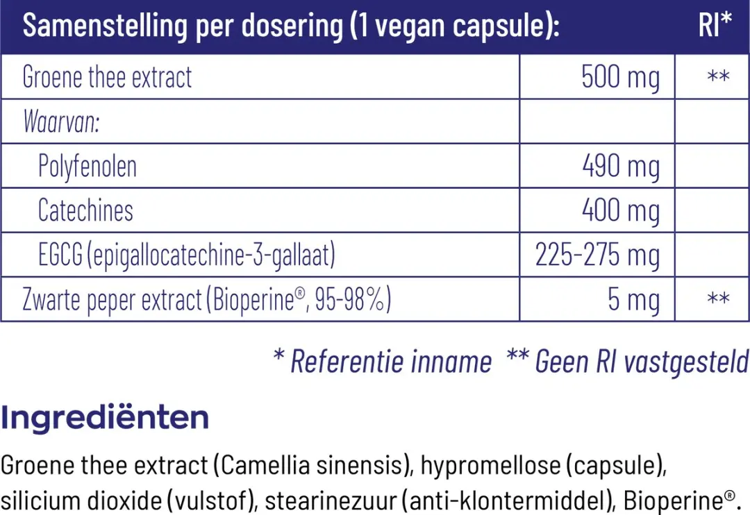 Vitakruid Groene Thee & Bioperine - 60 Vegancapsules - afbeelding 6 van 6