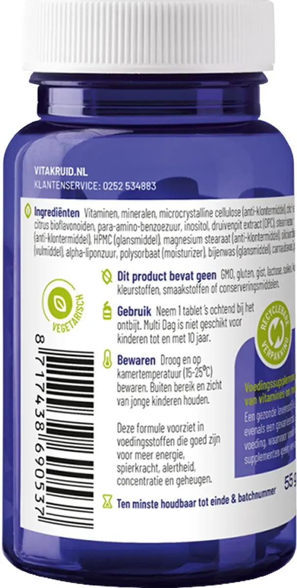 Vitakruid Multi Dag Voedingssupplement 30 tabletten - afbeelding 6 van 6