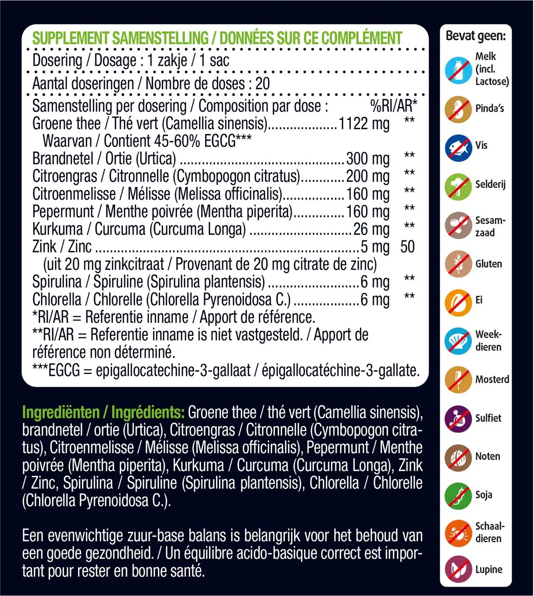 Lucovitaal Zuur Base Groene Thee 20 Stuks