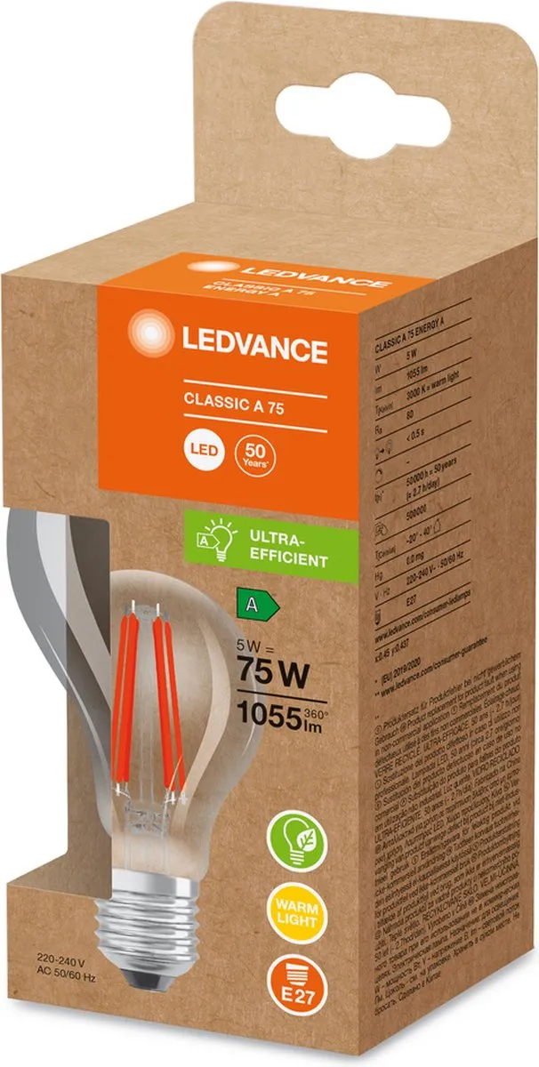 LEDVANCE LED Spaarlamp E27 5W Warm Wit - 1 Stuk
