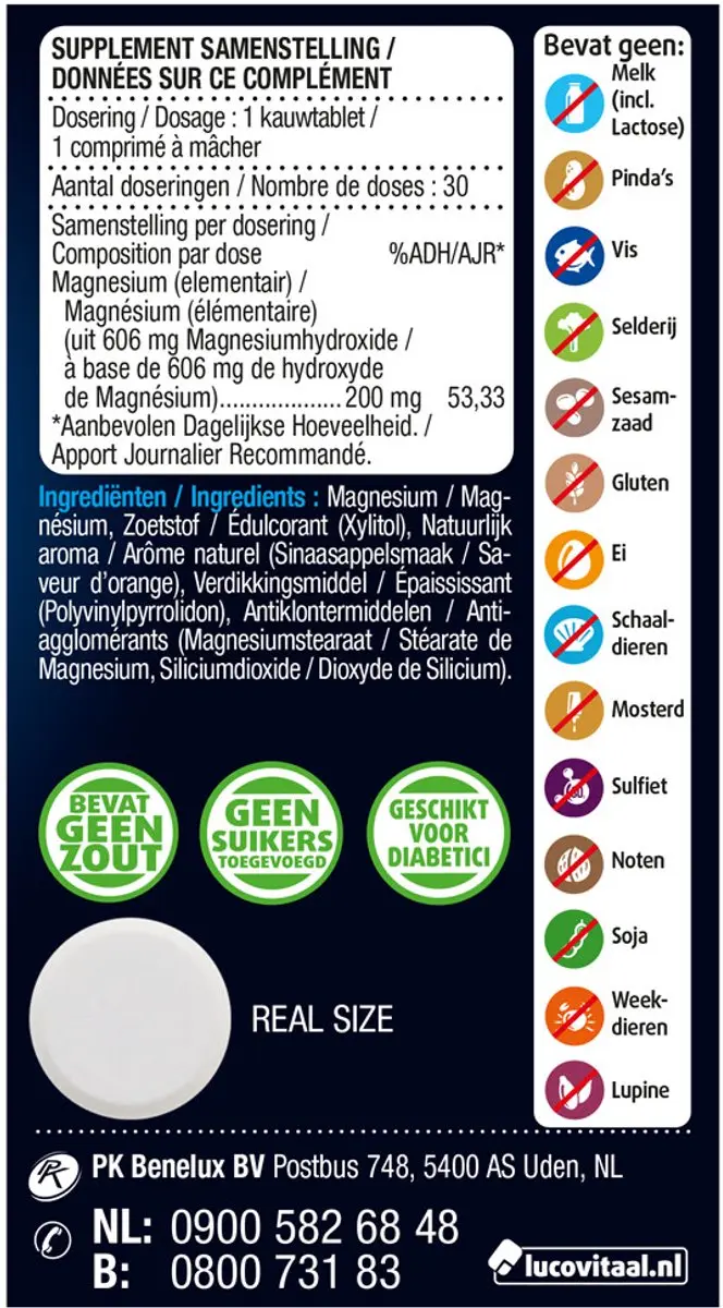 Lucovitaal Marine Magnesium Kauwtabletten - 60 Stuks