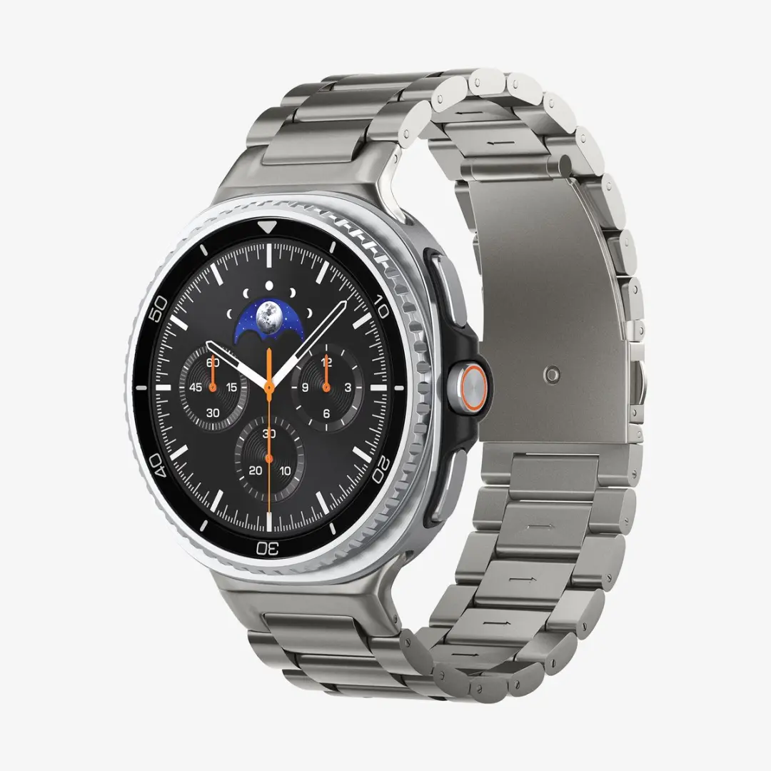Spigen Modern Fit Titanium Bandje Samsung Galaxy Watch 8 - One size - Natuurlijk titanium
