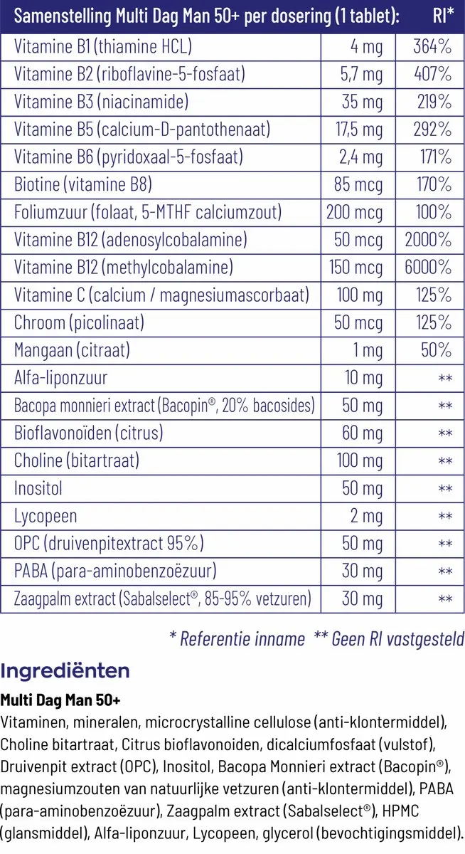 Vitakruid Multi Dag & Nacht Man 50+ 60 Tabletten - 2x30