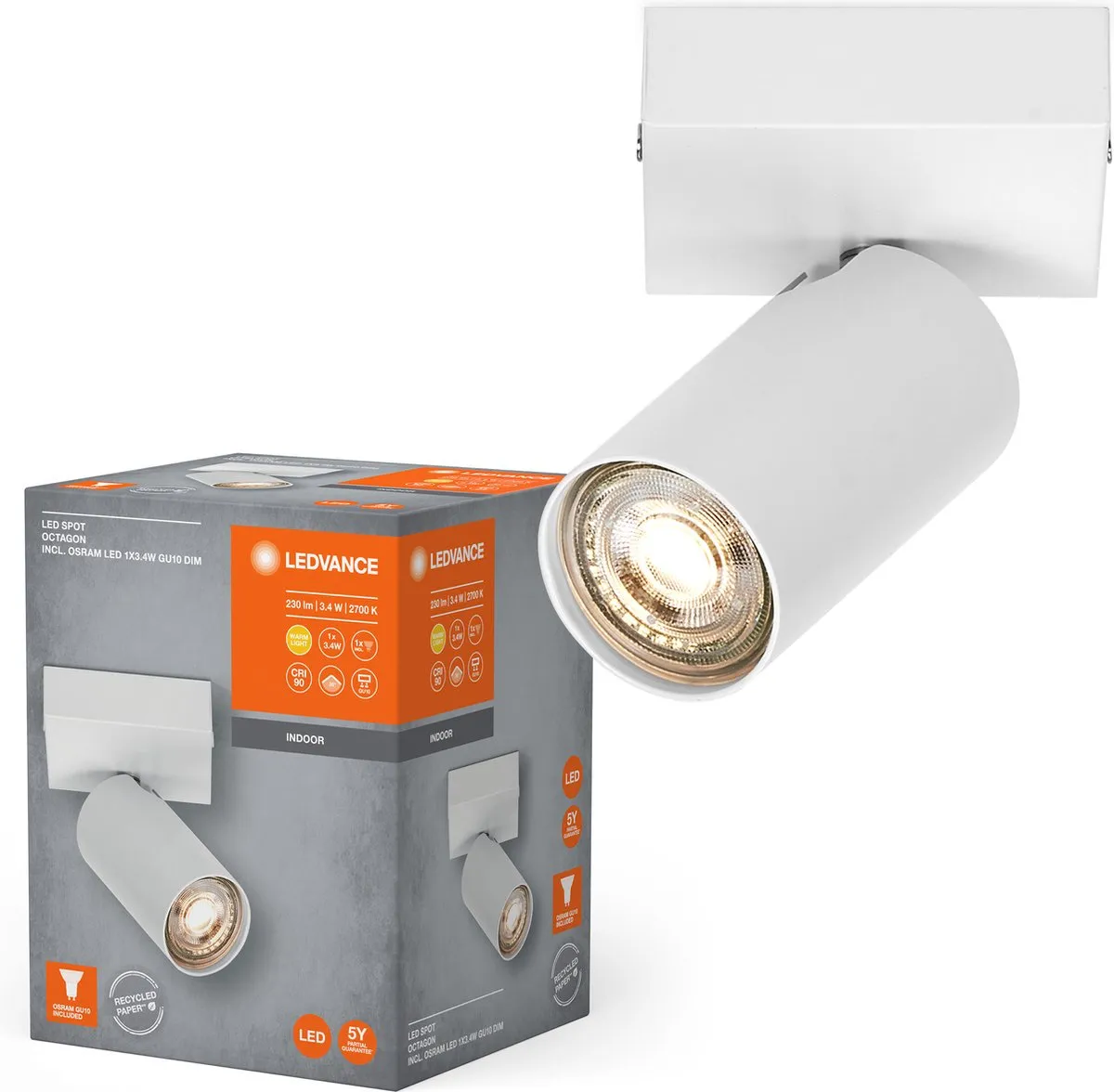 LEDVANCE LED Spot Octagon GU10 3,4W - 230lm Warm Wit 2.700K