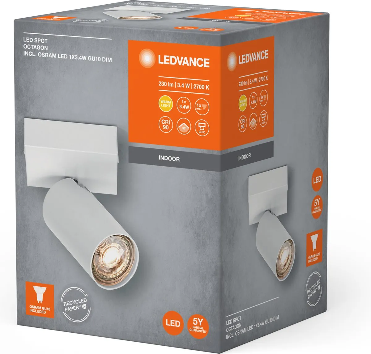 LEDVANCE LED Spot Octagon GU10 3,4W - 230lm Warm Wit 2.700K