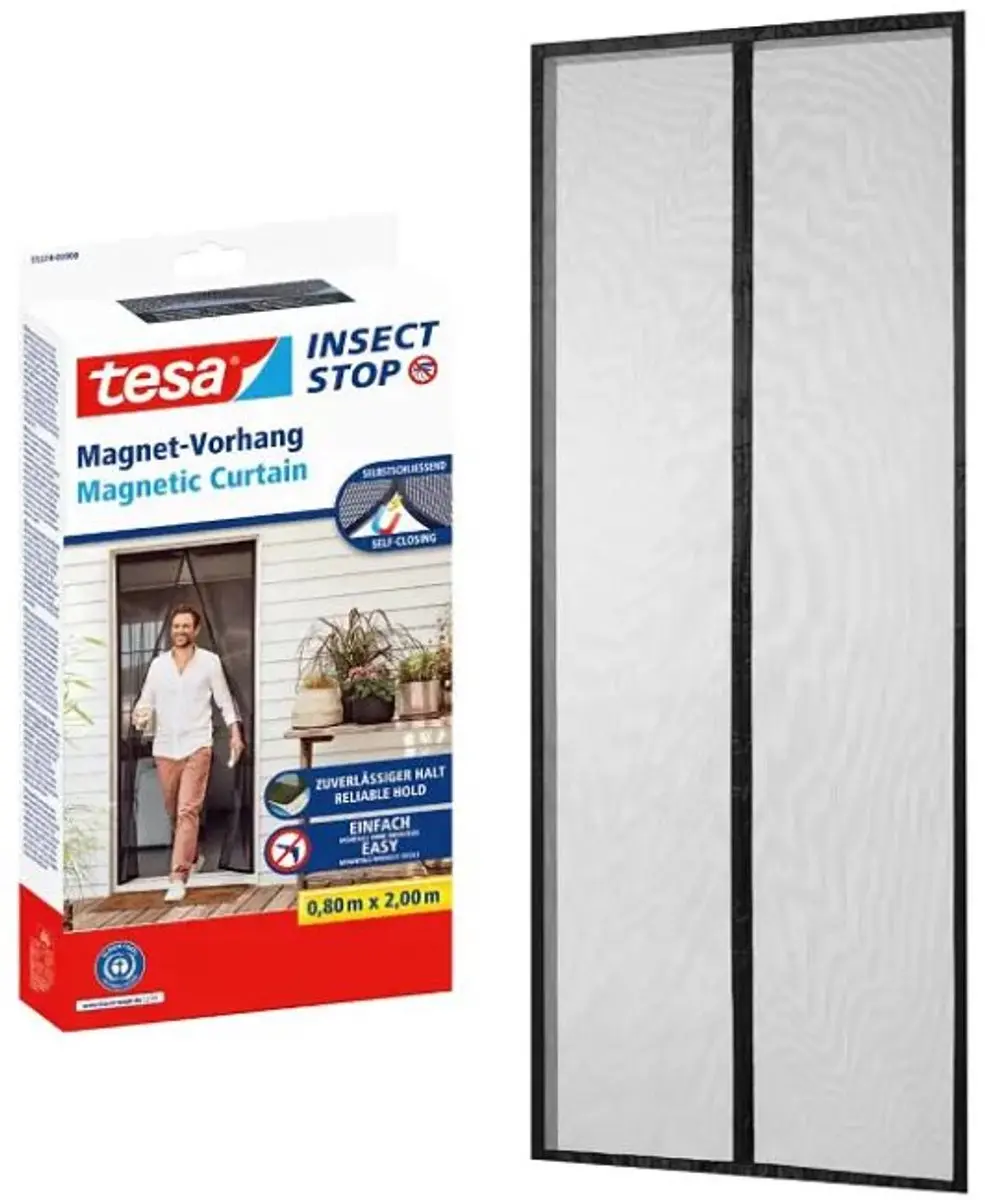 Tesa Magnetisch Insectenscherm 90x210cm - Zwart - 2 Stuks