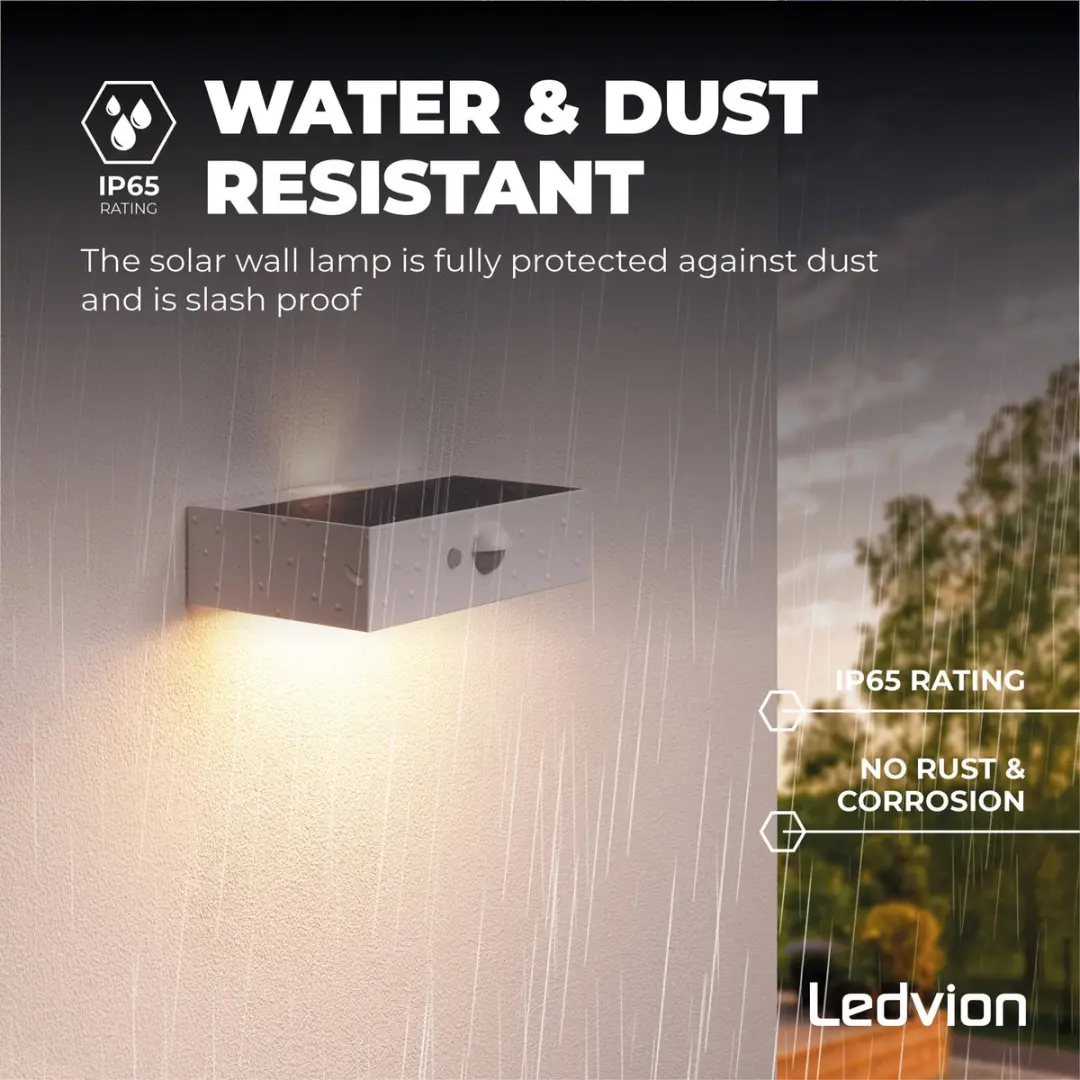 Ledvion Solar LED Wandlamp 3W 3000K IP65 - Wit