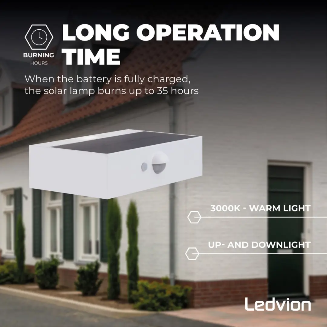 Ledvion Solar LED Wandlamp 3W 3000K IP65 - Wit