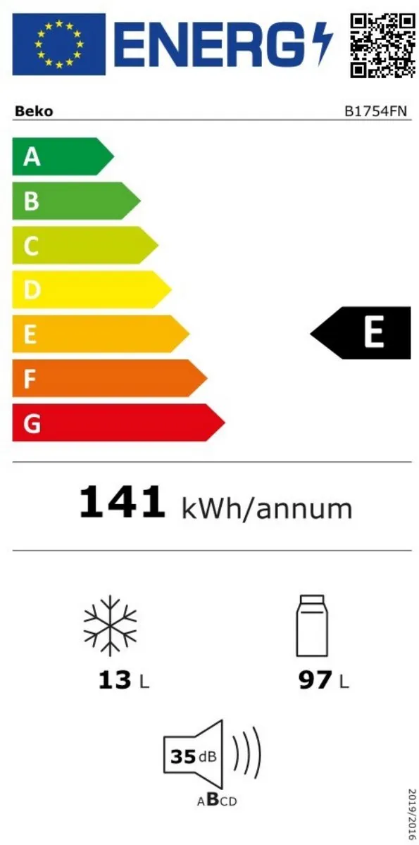 Beko B1754FN Inbouw Combi-koelkast 110L - Wit