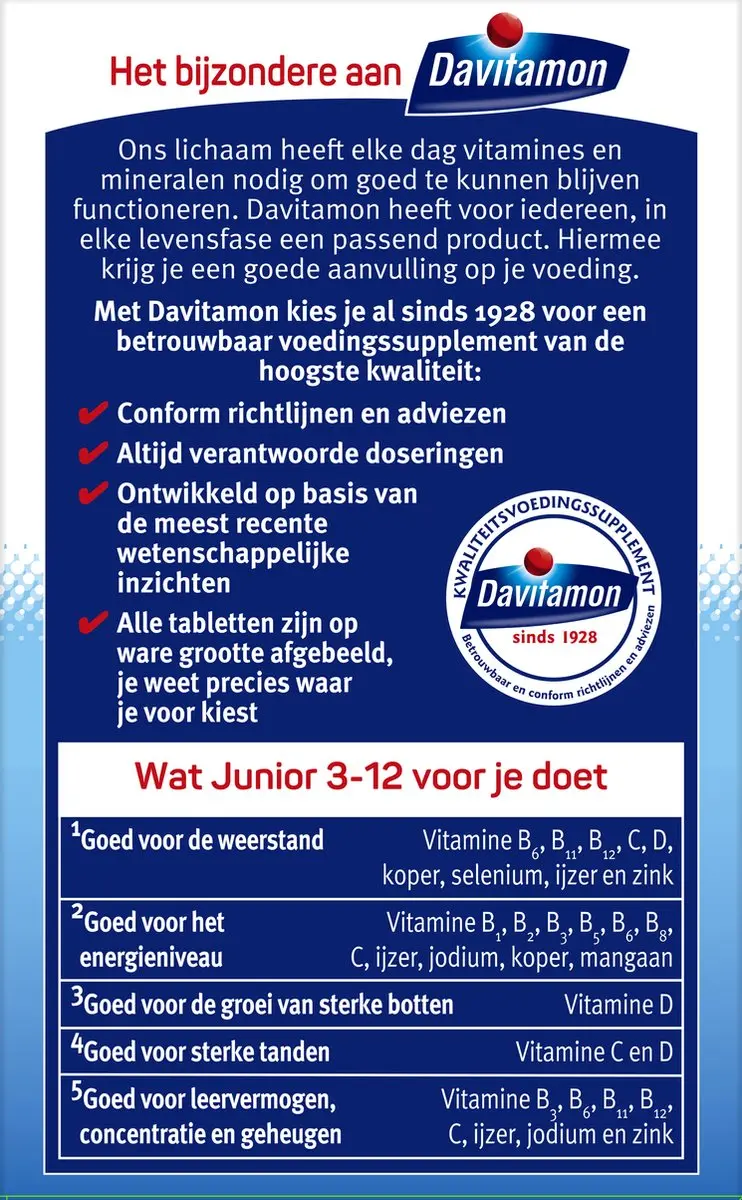 Davitamon Junior 3+ Multivitaminen Kauwtabletten - 120 Stuks