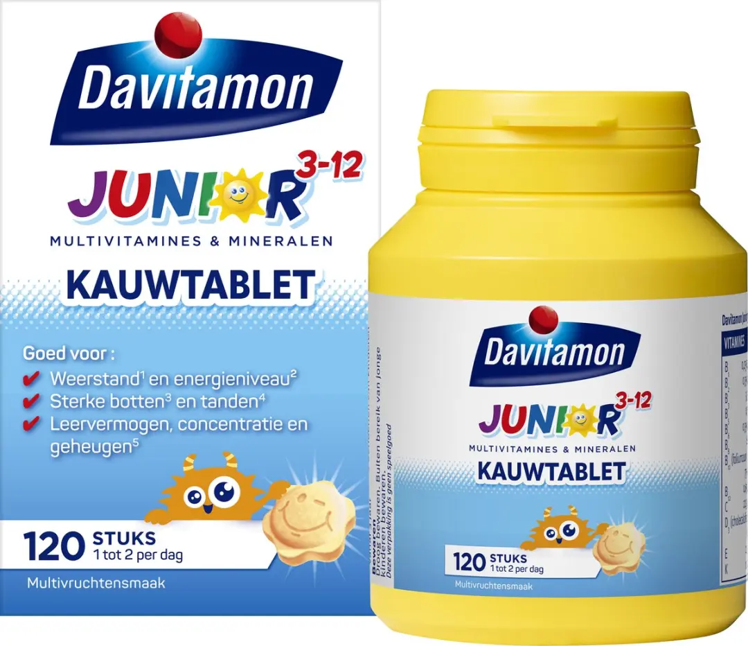 Davitamon Junior 3+ Multivitaminen Kauwtabletten