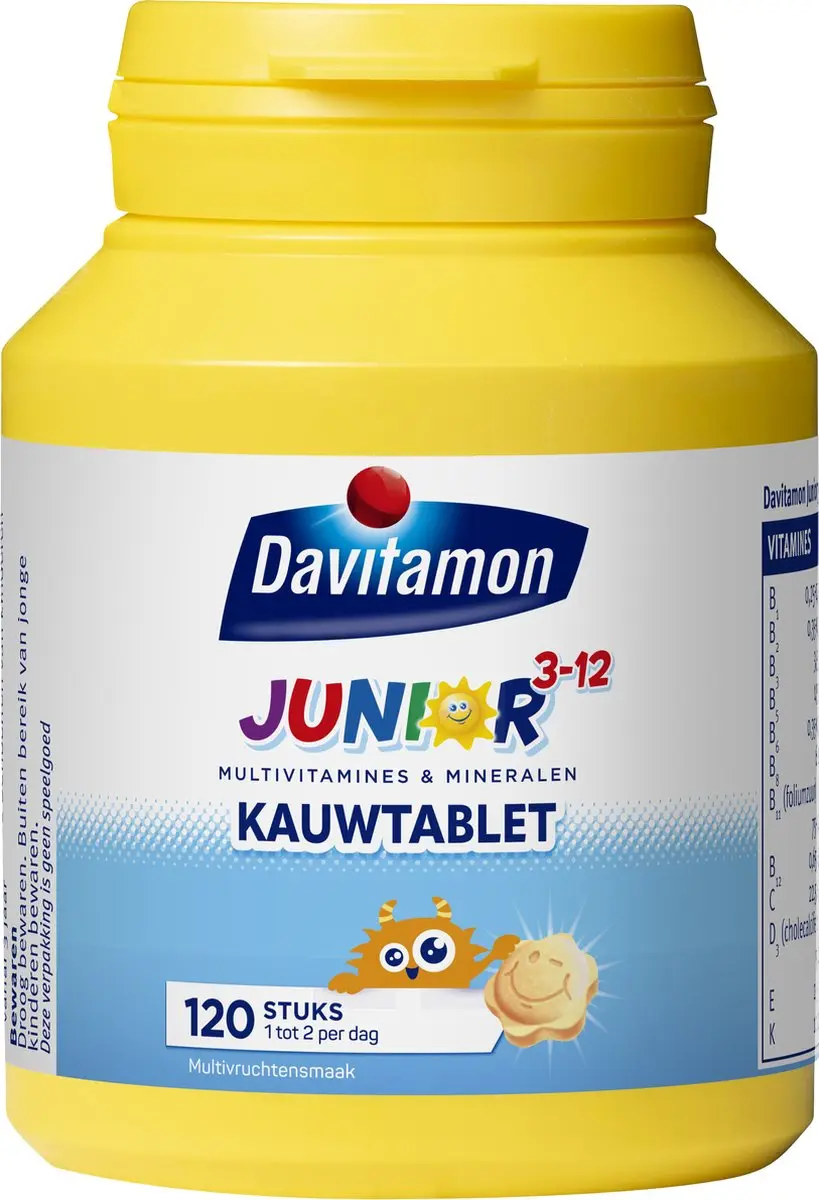 Davitamon Junior 3+ Multivitaminen Kauwtabletten - 120 Stuks