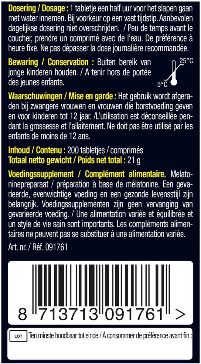Lucovitaal Melatonine 299mcg 200 Tabletten