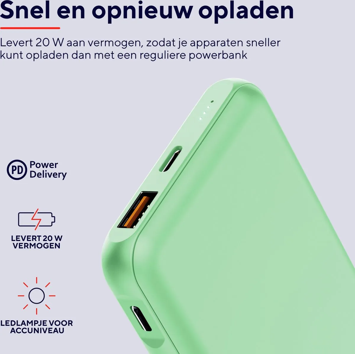 Trust Redoh 25033 Powerbank 10000mAh - 18W - Groen - afbeelding 6 van 6